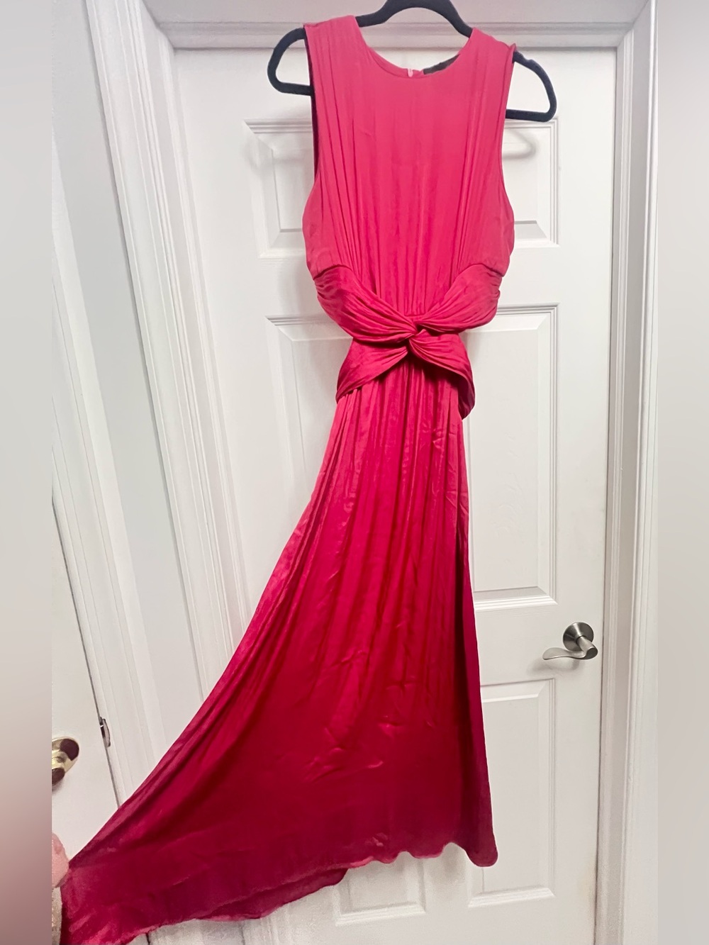 Zara Satin effect cut out sleeveless midi dress fuchsia. S NWT - Picture 16 of 17